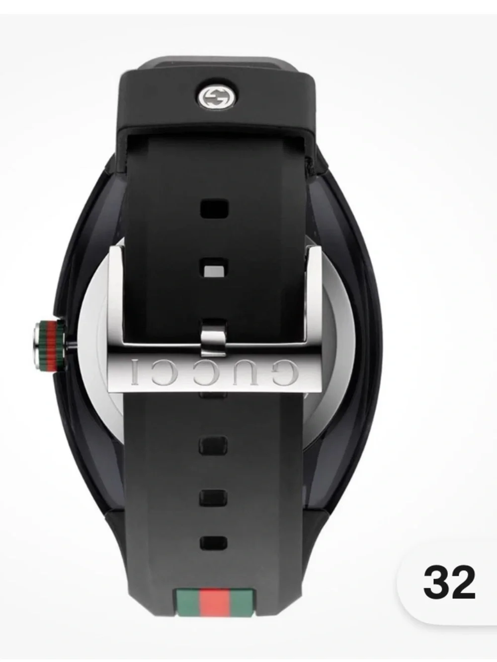 Gucci Synk Black Quartz SportWatch with Signature Red & Green Stripe UNISEX